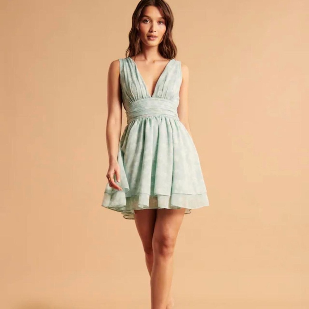 Abercrombie & Fitch Green Ruched Halter Sundress